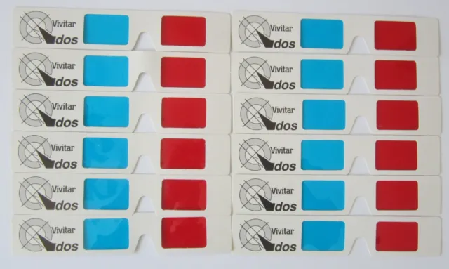 12 New pair VIVITAR Q-dos 3D ANAGLYPH Red - Cyan 3-D GLASSES New Old Store Stock