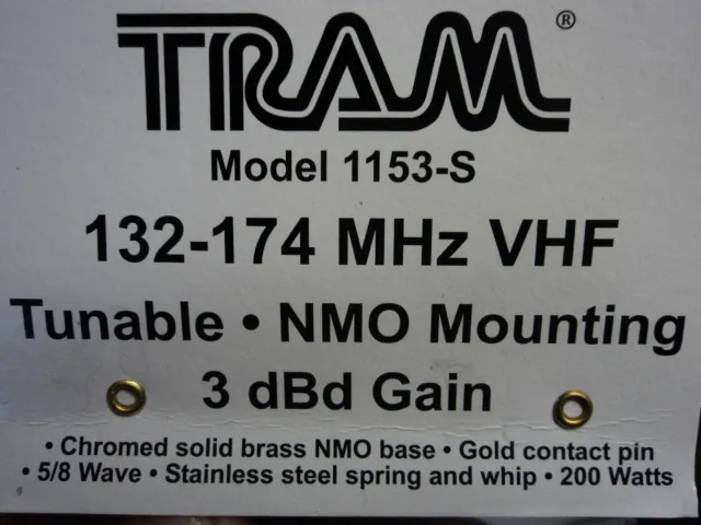 Tram 1153-S VHF 136 174 MHz Antenna Spring 2 Meter NMO 3db Gain Ham 5/8 wave