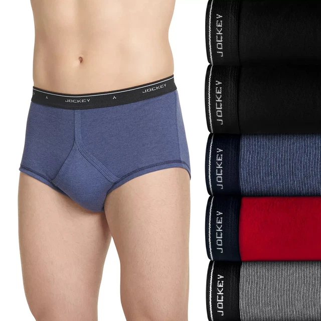 Jockey L127727 Mens Assorted 5-Pack Classic Full Rise Briefs Size 38
