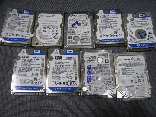 LOTTO DI LAVORO 6X500GB 2X320GB 1X750GB 2.5" Disco rigido per laptop SATA HDD