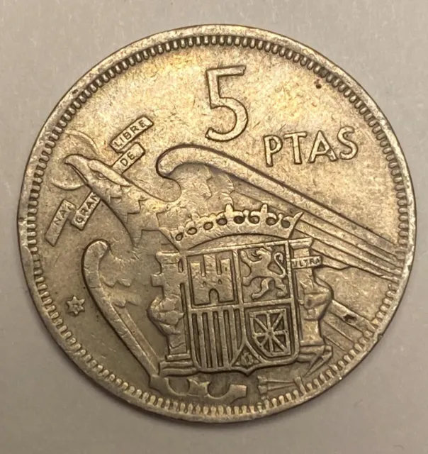 5 pesetas 1957 de Francisco Franco (moneda muy rara) Estrella Con Número ,