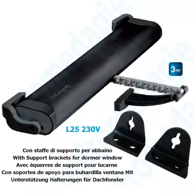 LIWIN 250N 230V NERO + STAFFE DI SUPPORTO PER ABBAINO NERE Motore lucernai