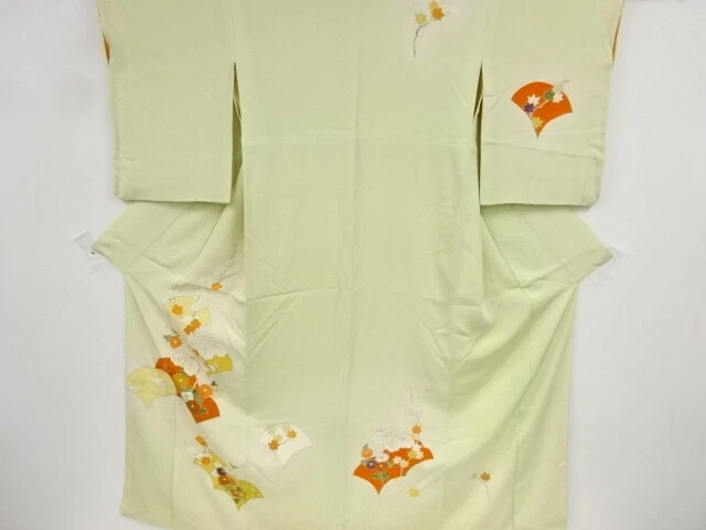 81478# Japanese Kimono / Antique Kimono / Embroidery / Ume Blossom & Kiku Wi