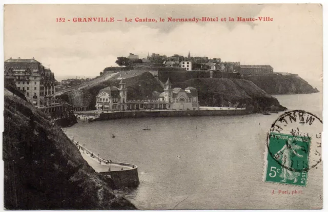 GRANVILLE - Channel - CPA 50 - the Casino Le Normandy Hotel and the High City