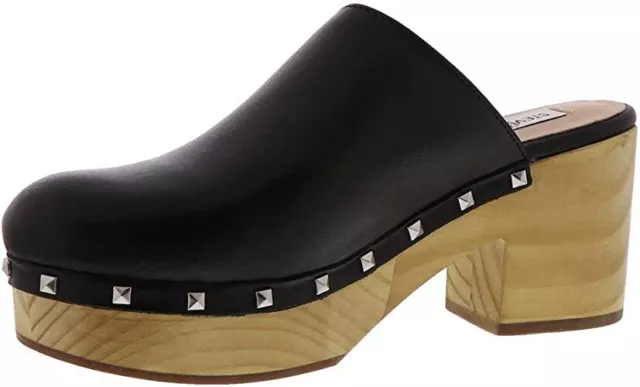 Steve Madden Brooklyn-1 Platform Clogs Mule Black Leather Shoes 7.5,8.5, 9.5, 11