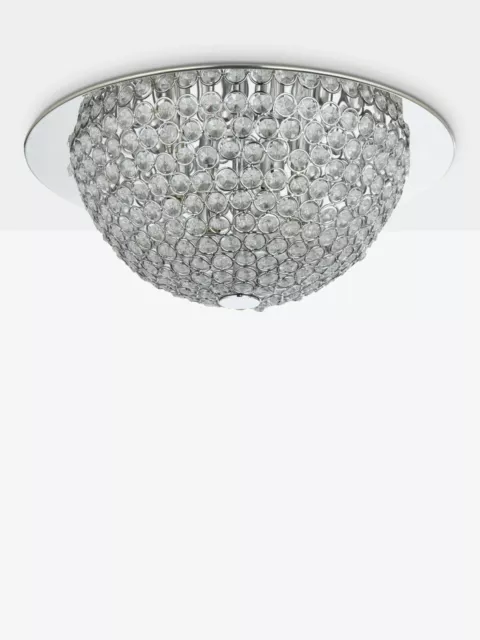 John Lewis Moon Semi Flush Ceiling Light, Silver/Clear - RRP £180
