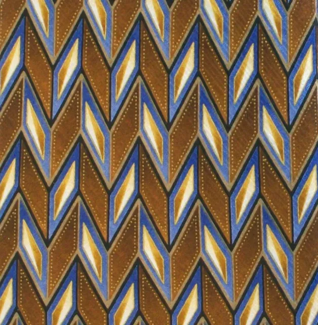 Jos A Bank Men's Necktie Silk 58 X 3.75 Brown Gold Blue Geometric Tie