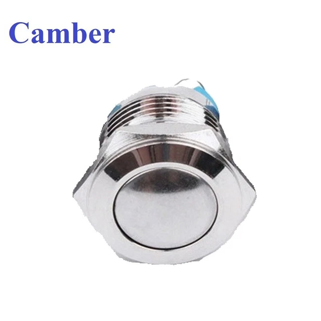 Bouton Poussoir Momentané 12V 16mm Métal Imperméable | Neuf | Qualité Horn