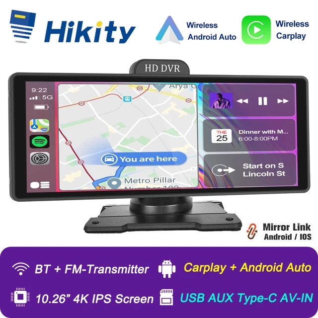 Alpinetech Wireless Carplay Display - 10,26 Zoll Autoradio Mit 4K Dashcam