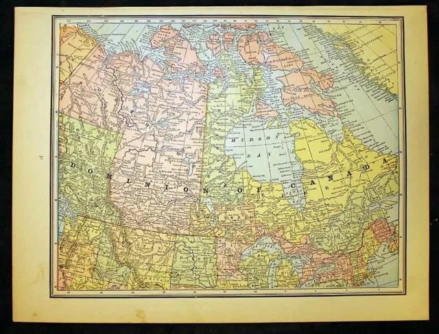 Antique Map 1889 Dominion of Canada or Nova Scotia and New Brunswick 11" x 14½"