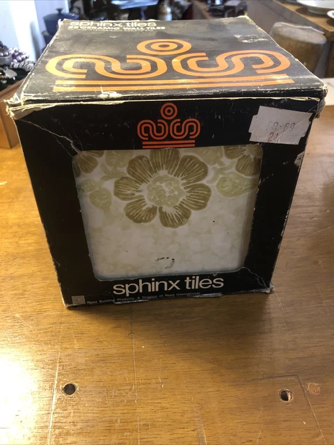 Sphinx Vintage Ceramic Wall Tiles 23/25 In Box Floral Design Opened
