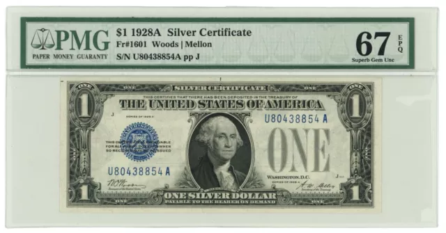 Fr.1601 Series 1928A $1 Silver Certificate PMG 67EPQ (59266)