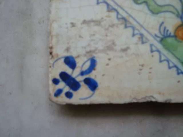17th century delft handpainted dutch  tile with  tulip/tulp 1650 3