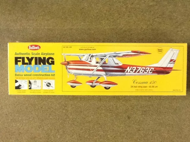 GUILLOW'S CESSNA 150 Flying Balsa Wood Model Airplane Kit # 309 Factory ...