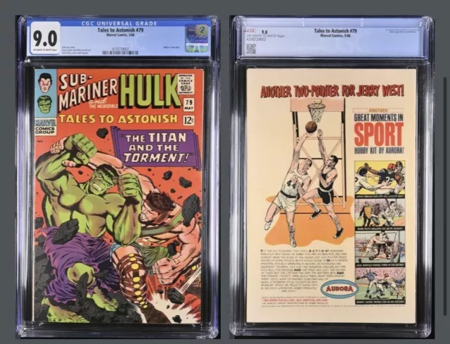 Tales To Astonish #79 Cgc 9.0 Hulk Vs Hercules Marvel 1966 Off White To White Pg