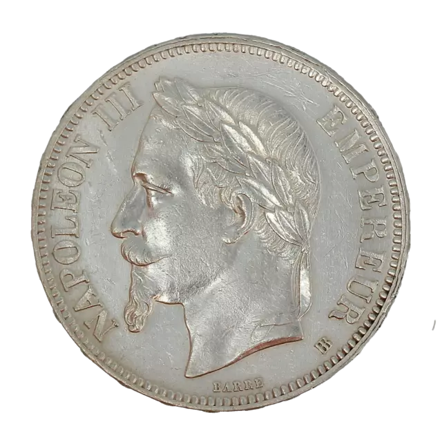 Monnaie France 5 Francs Napoléon III Argent 1867 Strasbourg (BB) P15188