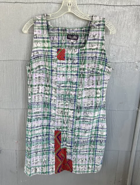 Liz Alig Dress Womens S Recycled Upcycled Sustainable Plaid Patchwork Mod