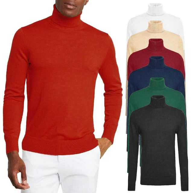 Maglione Uomo Collo Alto Lana Slim Fit Maglia Blu verde nero Dolce Vita