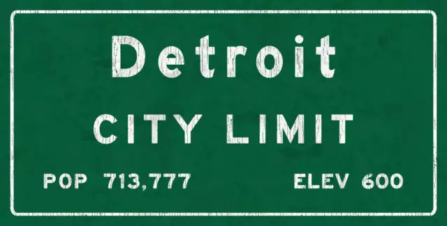 Detroit City Limit Metal Sign, Michigan, Population, Census, Travel