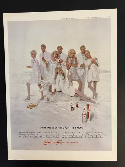 Smirnoff Vodka VTG 1967 Life Print Add 10.5x13.5 White Christmas Party Holidays
