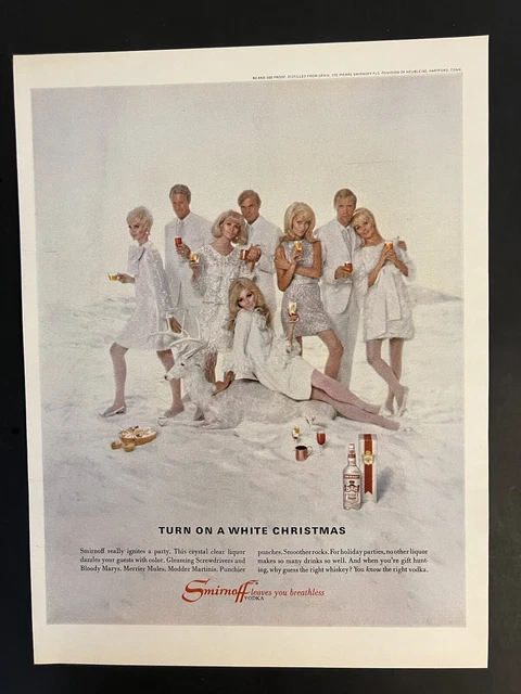 Smirnoff Vodka VTG 1967 Life Print Add 10.5x13.5 White Christmas Party Holidays