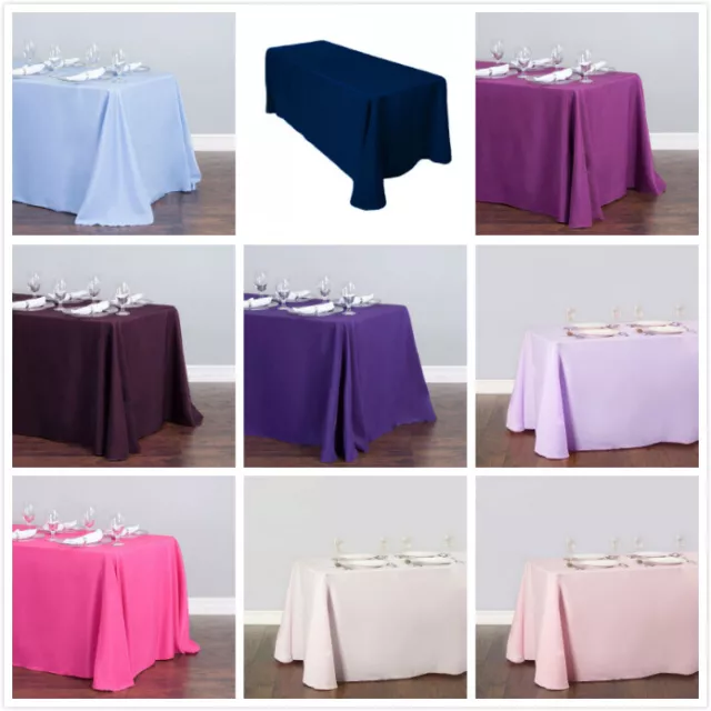 1/10 Pcs 90 x 132 in. Polyester Rectangular Linen Tablecloth Wedding Event Party 3