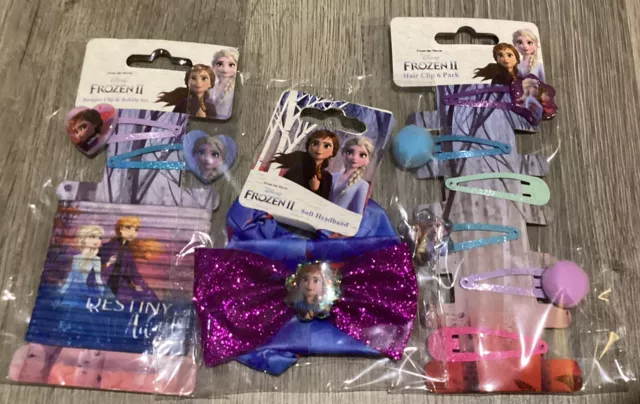 Disney Frozen 2 Mega Hair Bundle X 3 slides Bobbles ETC + Mystery Free Gift (B)