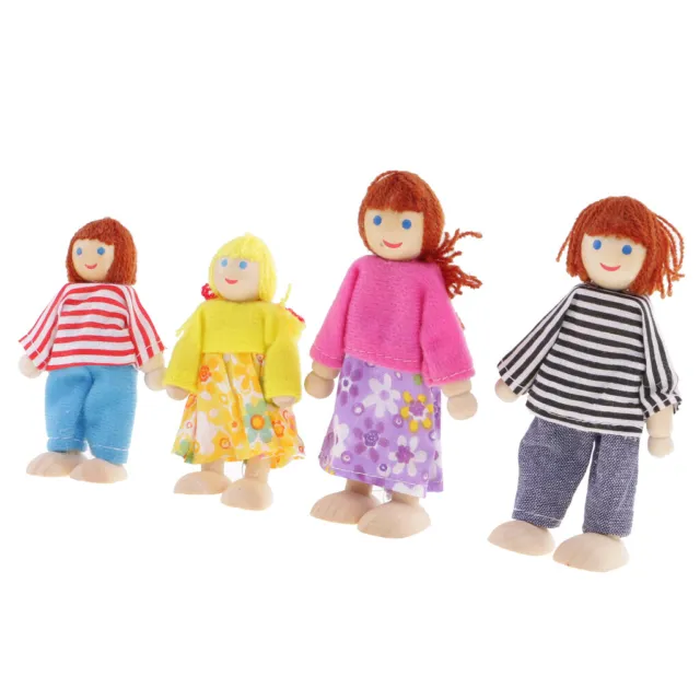4pcs Puppenhaus Puppenfamilien Biegepuppen für Kinder Spielzeug