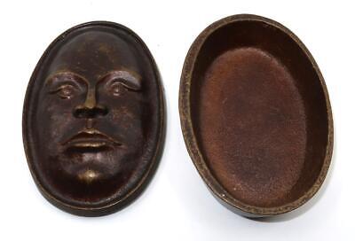 Nelles Studio 1998 Face Shape Oval Bronze Trinket Box, 3 1/4" x 4 7/8"