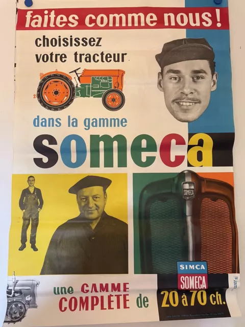 Affiche Tracteur Agricole Someca 20 À 70 Cv Année 60
