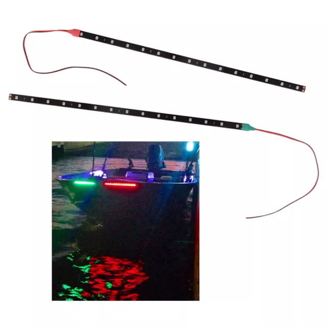 2pcs LED Bow Lights Navigation Light Strip Bar for Boat Marine Red &Green