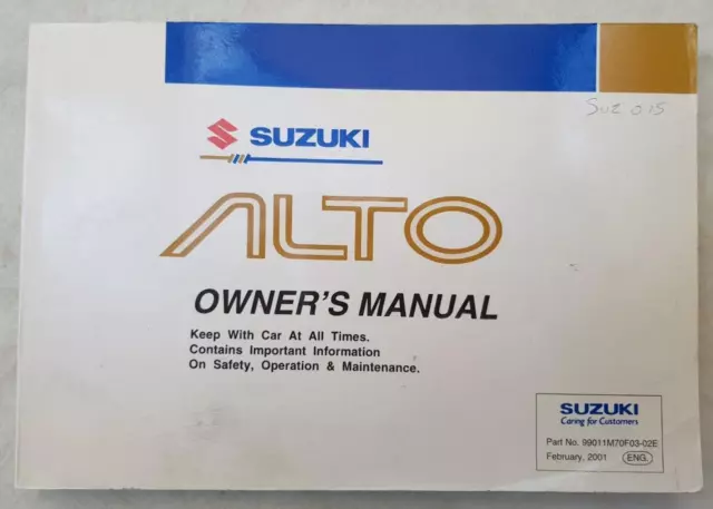 SUZUKI ALTO Car Owners Manual FEB 2001 #99011M70F03-02E