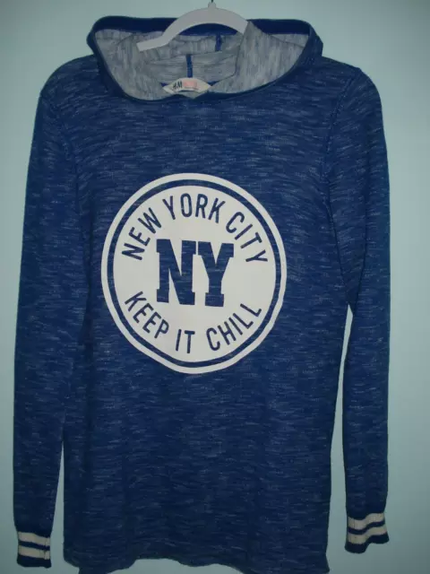 H&M youth Hoodie Pullover  Blue size YXL 12-14 GREAT.
