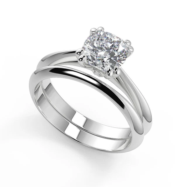 0.6 Ct Cushion Cut Double Prong Solitaire Diamond Engagement Ring I1 H Treated
