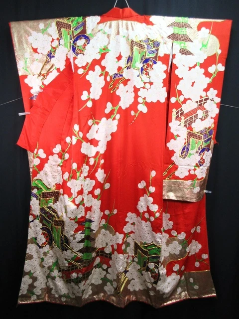 6164 Silk Japanese Kimono Uchikake Embroidery Plum blossom
