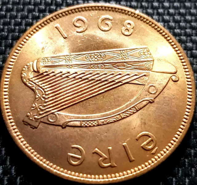 1968 IRELAND REPUBLIC 1 Penny Coin UNC KM# 11 (+ FREE 1 coin) #27240