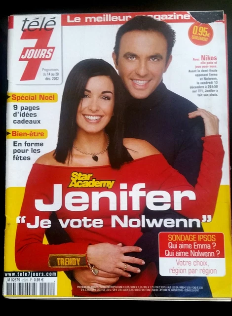 Jennifer Tele TÉLÉ 7 JOURS 14/12/2002; Interview Jennifer/ Shania Twain/ Renaud/ E ...