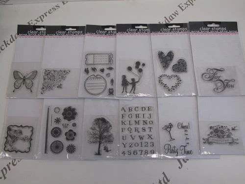 Kleiner klarer Stempel (x1) 12 Designs zur Auswahl Party Zeit Schmetterling Herzen für Sie