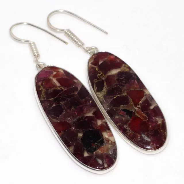 925 SILVER PLATED-COPPER Pink Tourmaline Ethnic Earrings Jewelry 2.3 ...