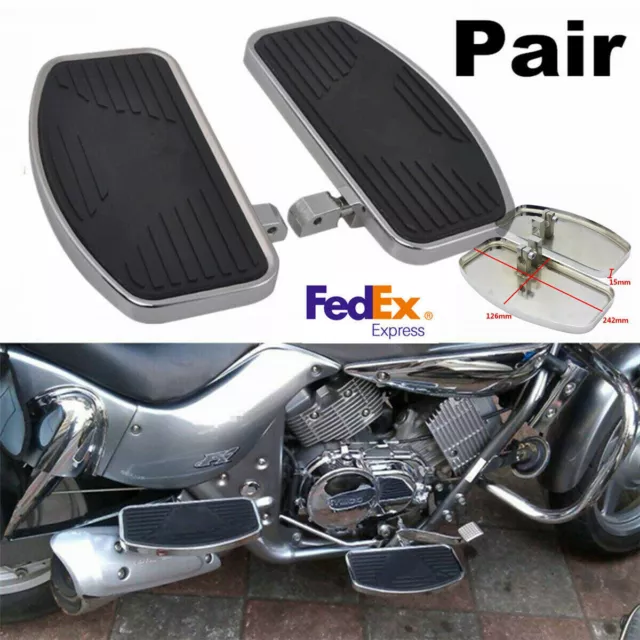 1Pair Motorcycle Front Rider Left Right Floorboard Foot Board Pedal Steel Rubber