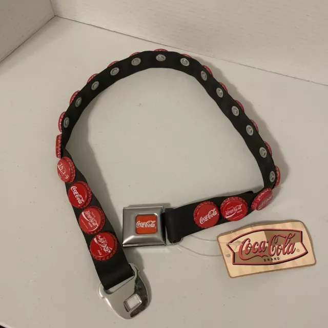 Coca Cola “ Around The World” Bottle Cap Belt Seat Belt Buckle Adjustable RARE