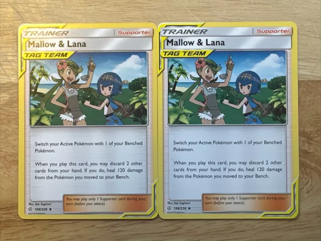 2x Mallow & Lana - 198/236 - Cosmic Eclipse - NM/M - Pokemon Card