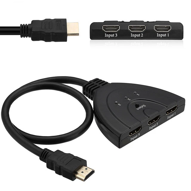 Port Switch 3 HDMI Switcher Splitter Cable Selector HUB Box HDTV 1080P Xbox PS4