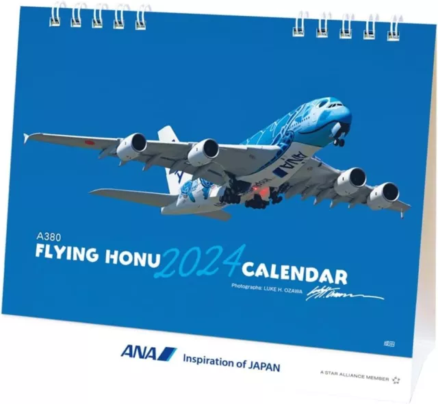 2024 DESKTOP CALENDAR ANA Japan Airline Nippon Airway A380 FLYING HONU