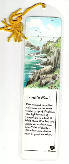 ART Land's End Cornwall Bookmark Cornish Coastline Painting by Rob Johnson  VGC