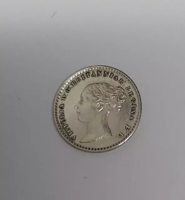 1861 Victoria Young Head Silver Maundy Penny Coin In Near Mint Condition.