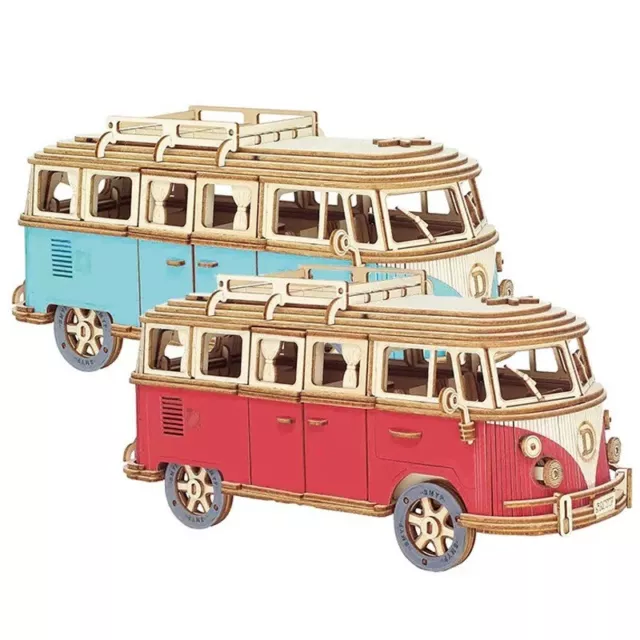 Puzzle 3D en bois combi VW bus rétro camping-car assemblage manuel décoration