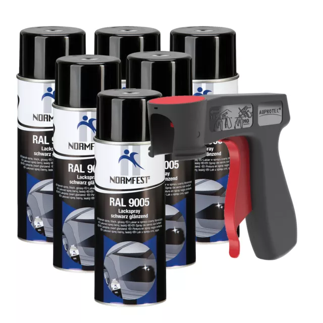 Pintura Spray Ral 9005 Negro Brillante Coche Laca Spray 6x 400ml + Pg