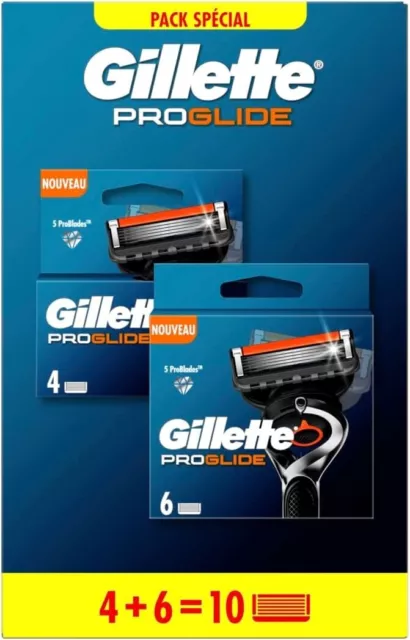 Pack 10 Lames GILLETTE "PROGLIDE" Recharge de Rasoir Fusion 5 Gilette Pro Glide