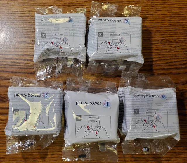 5x New! Sealed! Genuine Pitney Bowes 793-5 35ml Fluorescent RED Ink Cartridges